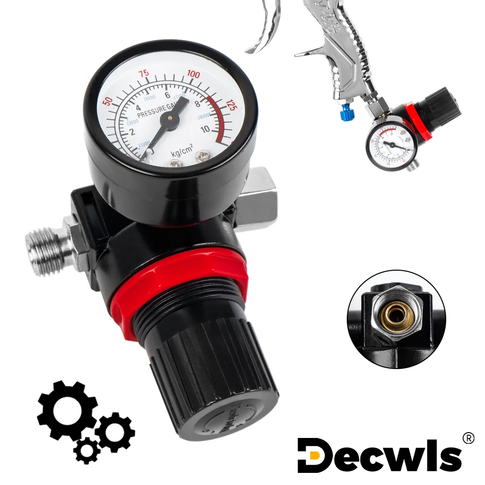 G1/4 Thread Pneumatic Air Compressor Pressure Regulator Reduction Valve,Spray Gun Air Regulator Pressure Gauge for Air Tools