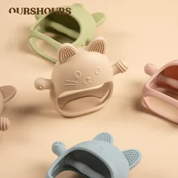 New Born Guanto In Silicone Massaggiagengive Giocattolo BPA Libero Del Bambino a Forma di Gatto Ciuccio A Mano per Infantile Molare Da Masticare Giocattoli di Cura Accessori Per Bambini