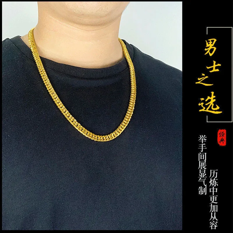 100% berlapis emas asli kalung 999 24k pria emas disepuh rantai 999 mendominasi sosial pendant Buddha liontin melakukan perhiasan