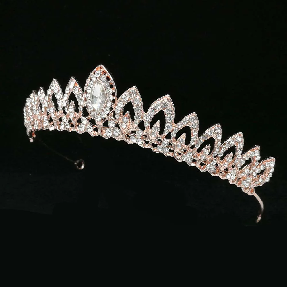 Princess Wedding Jewelry Alloy Headband Silver Color Crystal Bridal Tiara Headwear Hair Crown Ornaments