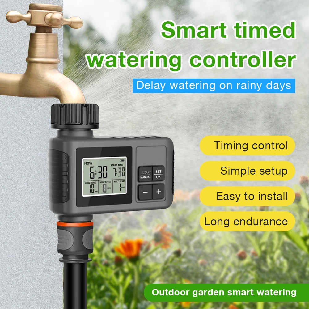 

Smart Digital Water Timer Garden Timing Irrigation Automatic Waterproof Watering Device Watering Controller IPX5 LCD Display