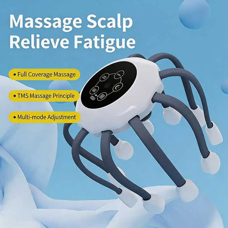 

Red Light Vibration Octopus Head Massager 360° Full Coverage Stereo Scalp Scratcher For Daily Scalp Relaxation
