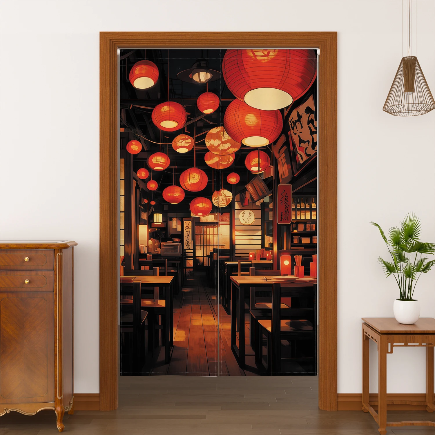 Cortina Noren Estilo Japonês para Restaurante Izakaya, Cortina de Porta Divisória em Linho para Decoração de Casa