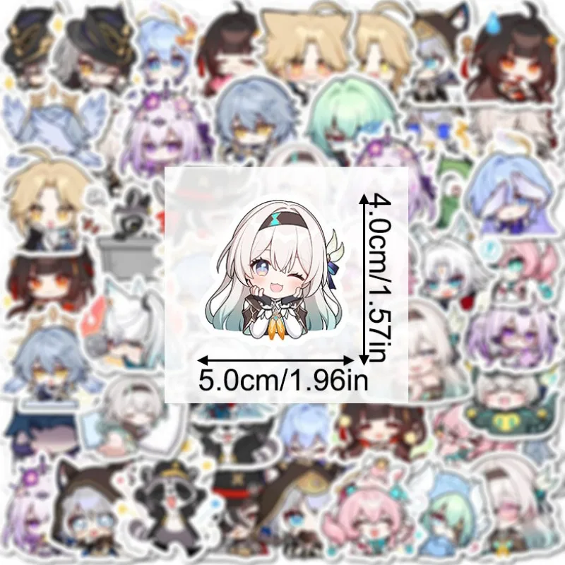 54PCS Kawaii Game Honkai: Star Rail Series Q Version Sticker Cartoon Character Creativity Printing Phone Case Suitcase Sticker view 6