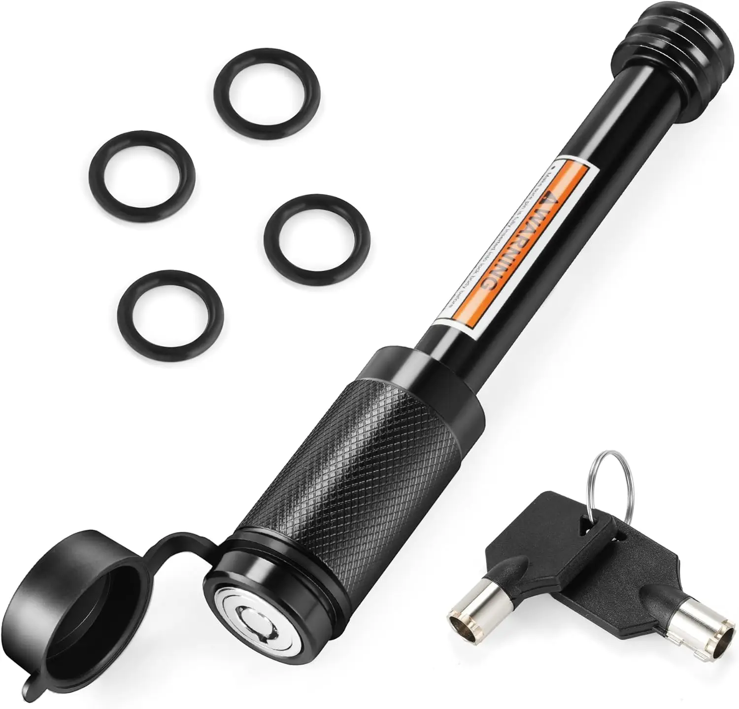 

Замок-фиксатор для прицепного устройства 5/8 дюйма с 4 уплотнительными кольцами против вибрации, подходит для приемников класса III и IV с размером 2 и 2-1/2 дюйма для надежной буксировки