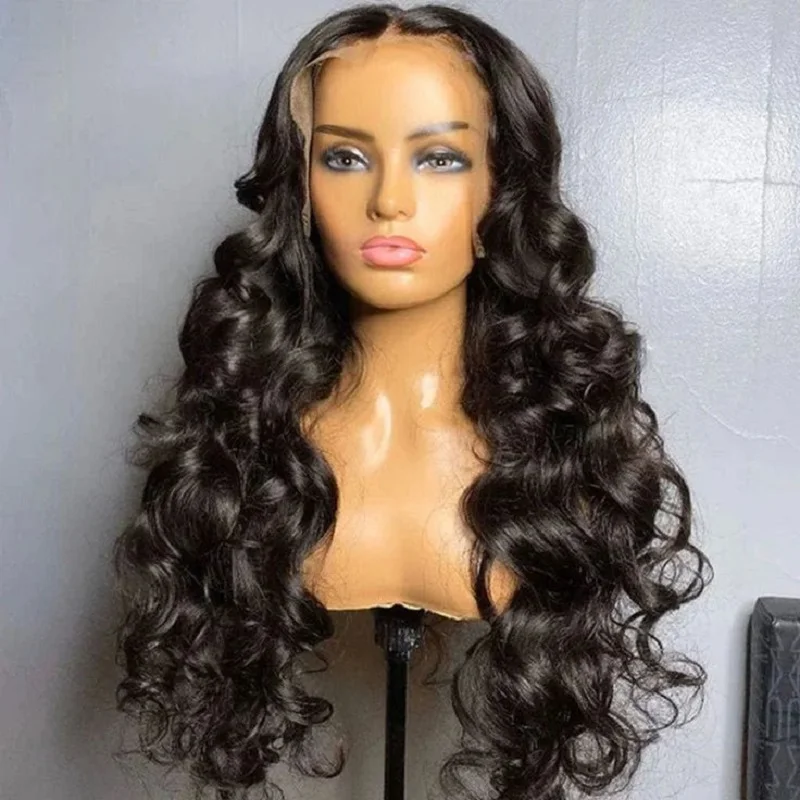 

Peruvian Wigs For Women Body Wave Wig 200% Density HD Transparent Lace Frontal Human Hair Wigs Remy Pre Plucked Bleached Knots