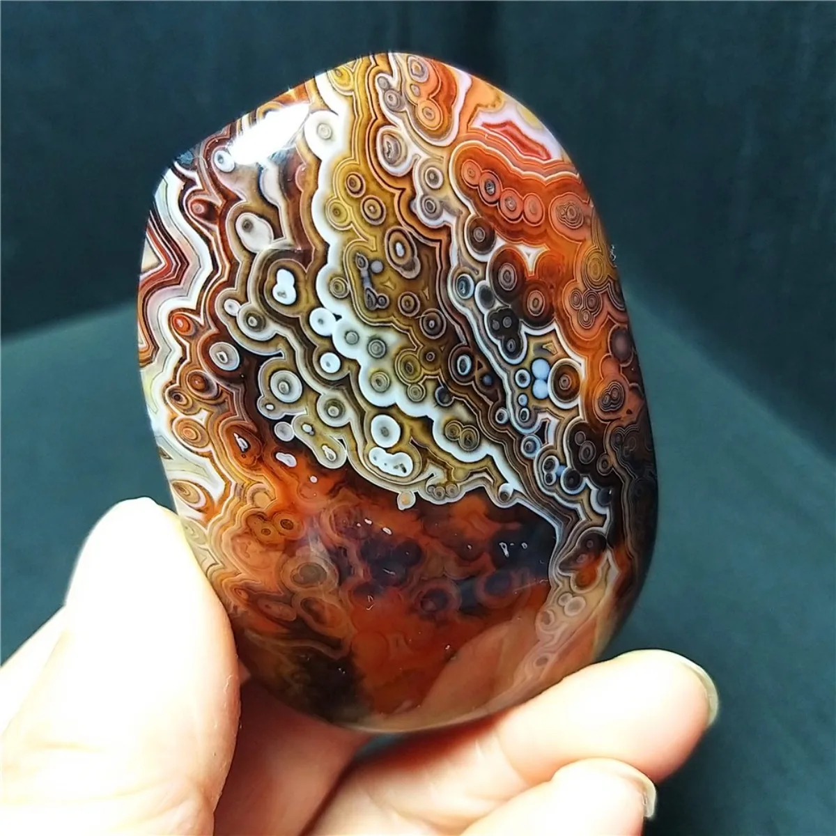 Large Color Gradient Banded Agate Worry Stone, Earth Mined, Tumbled Polished, Home Decor, Natural Stone, Crystal Collection