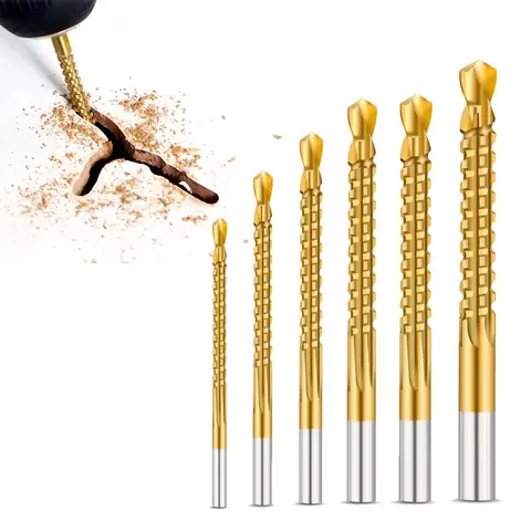 6/3Pcs HSS Twist Drill Bits Set 3-8mm Serrated Grooving Cutting Tap Spiral Saw Wood Metal Plastic Hole Saw Titanium Drill Tools