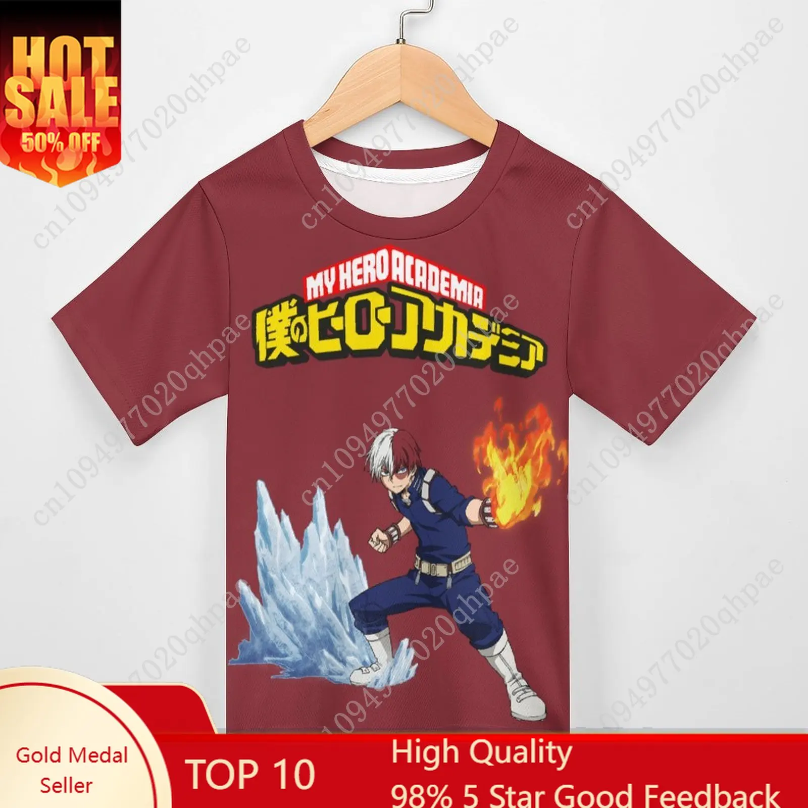 

My Hero Academia Shoto Todoroki T Shirt Boys Girls Childs Cotton Short Sleeves Tlightweight Breathable Tshirt Custom Made Tops