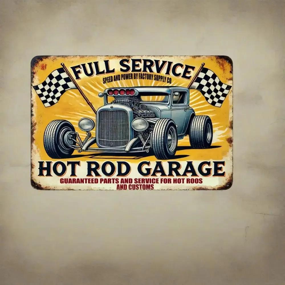 Artisanal Forge Patina Hot Rod Garage Tin Metal Signs Home Decor 8X12