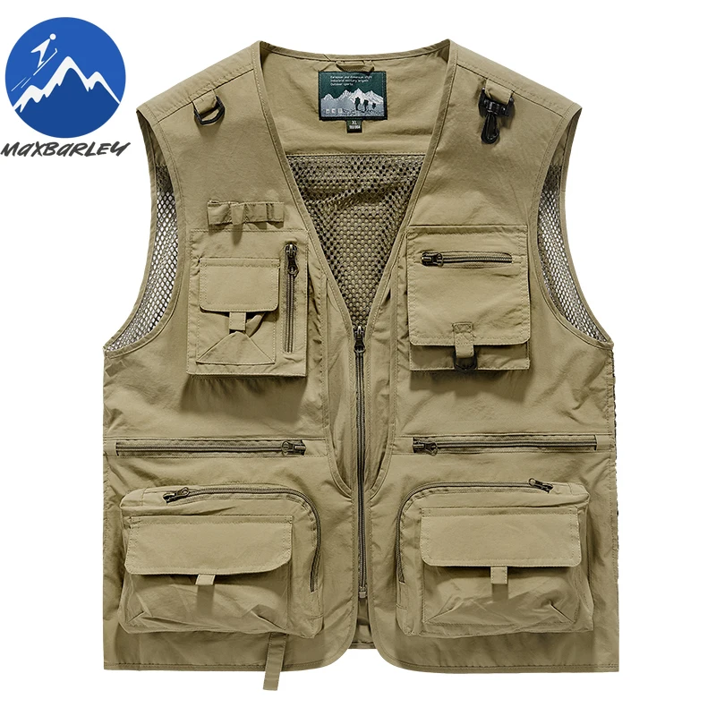 

New Men Vest Outdoor Photography Comfort Lightweight Sleeveless Jacket Hiking Sport Breathable Spring Autumn Zipper Waistcoat