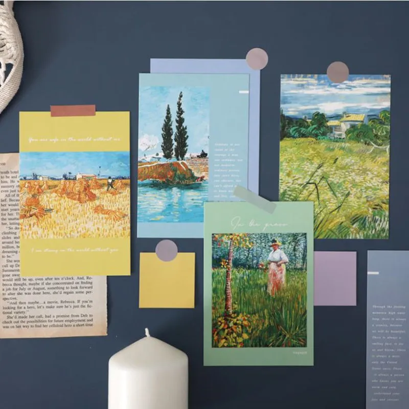 15Pcs INS Retro Artwork Poster Stickers Photo Wall Decoration Postcard Photography Background For Journal Scrapbook Photo Frame