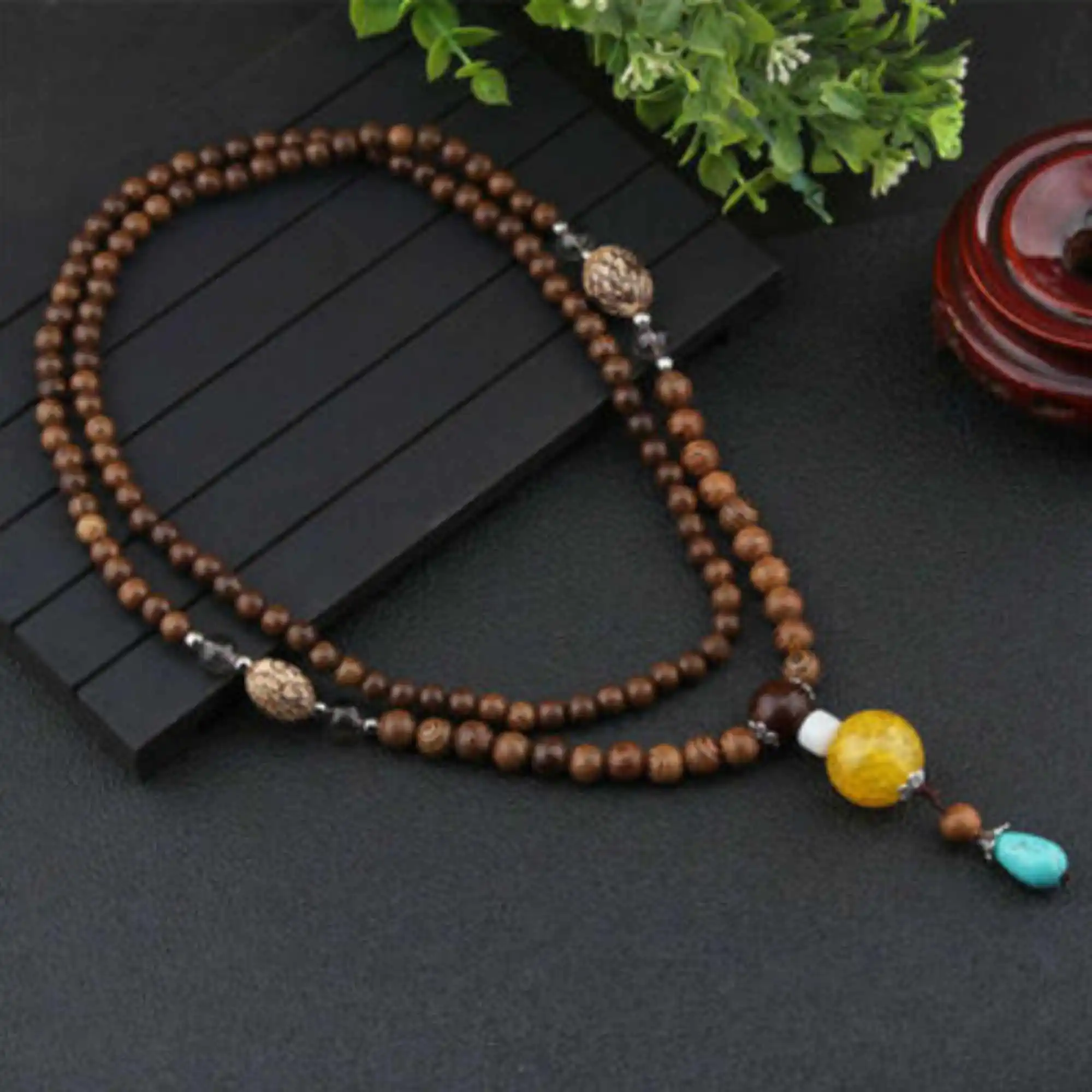 

Natural Antique Wood Bodhi bracelet Tibetan Chain Jewelry Gift Unisex Anniversary Crafted Men Adjustable Cuff