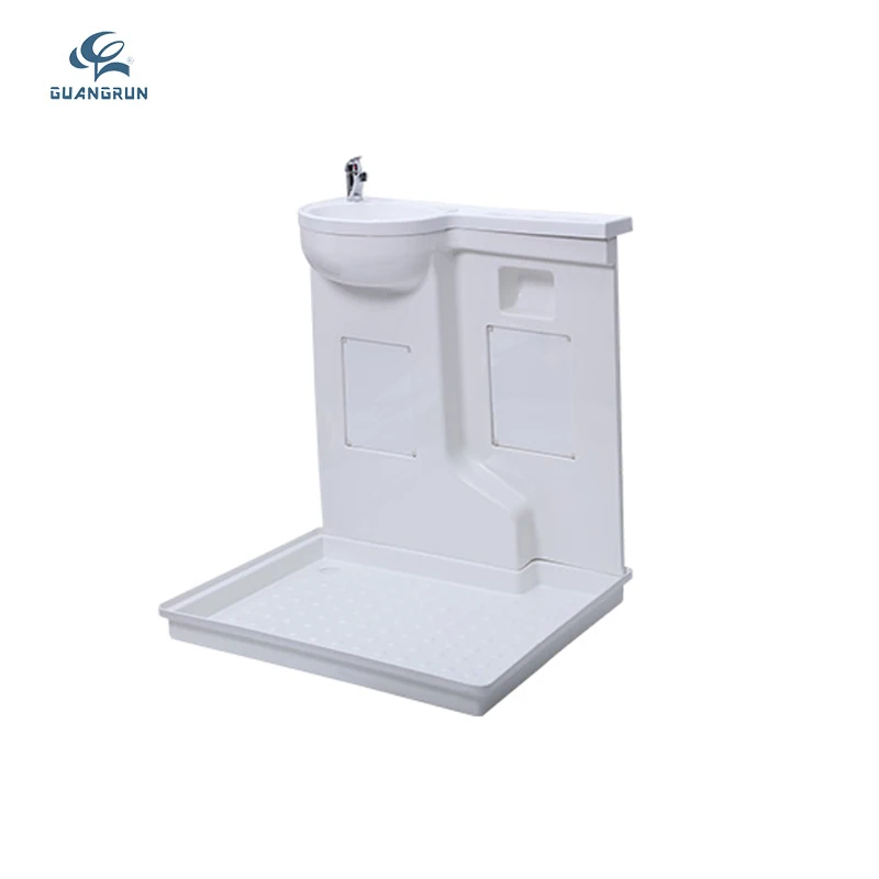 White Shower Room Sink Wrapped Acrylic Wall Mounted Sink Shower Cabinet Drainer Camper Accessories for Caravans and RVs