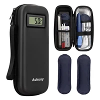 Estuche de viaje enfriador de insulina con pantalla de termómetro, Enfriador para diabéticos, bolsa organizadora de medicina refrigerada con paquete de hielo