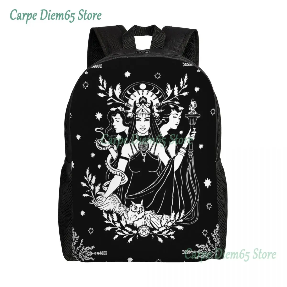 

Hekate Triple Goddess Backpack for Men Women Waterproof School College Goth Occult Halloween Witch Bag Printing Bookbag