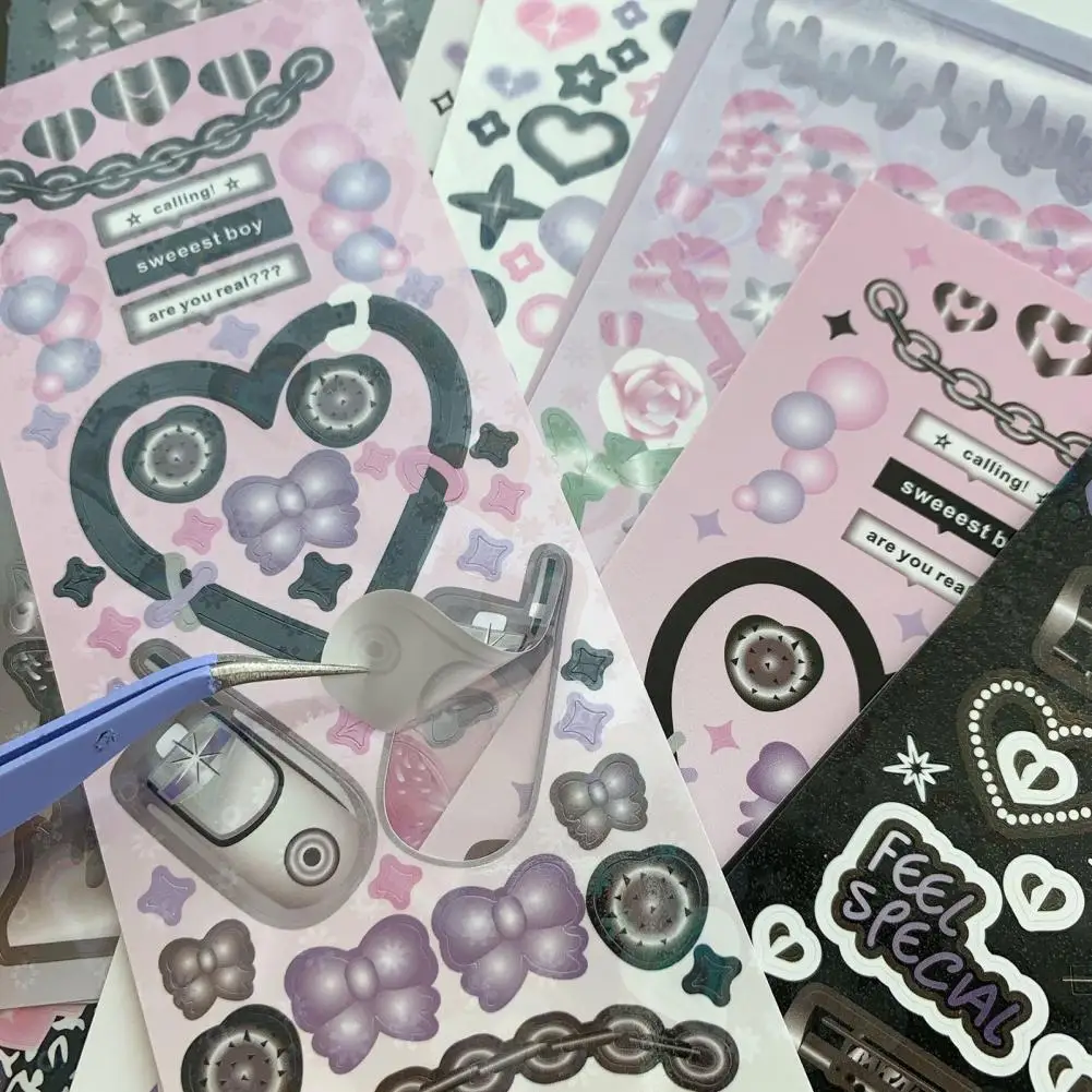 Innovative Scrapbook Sticker Colorfast Removable Fine Print Star Love Heart Shape Photo Sticker  Photocard Sticker Decorative