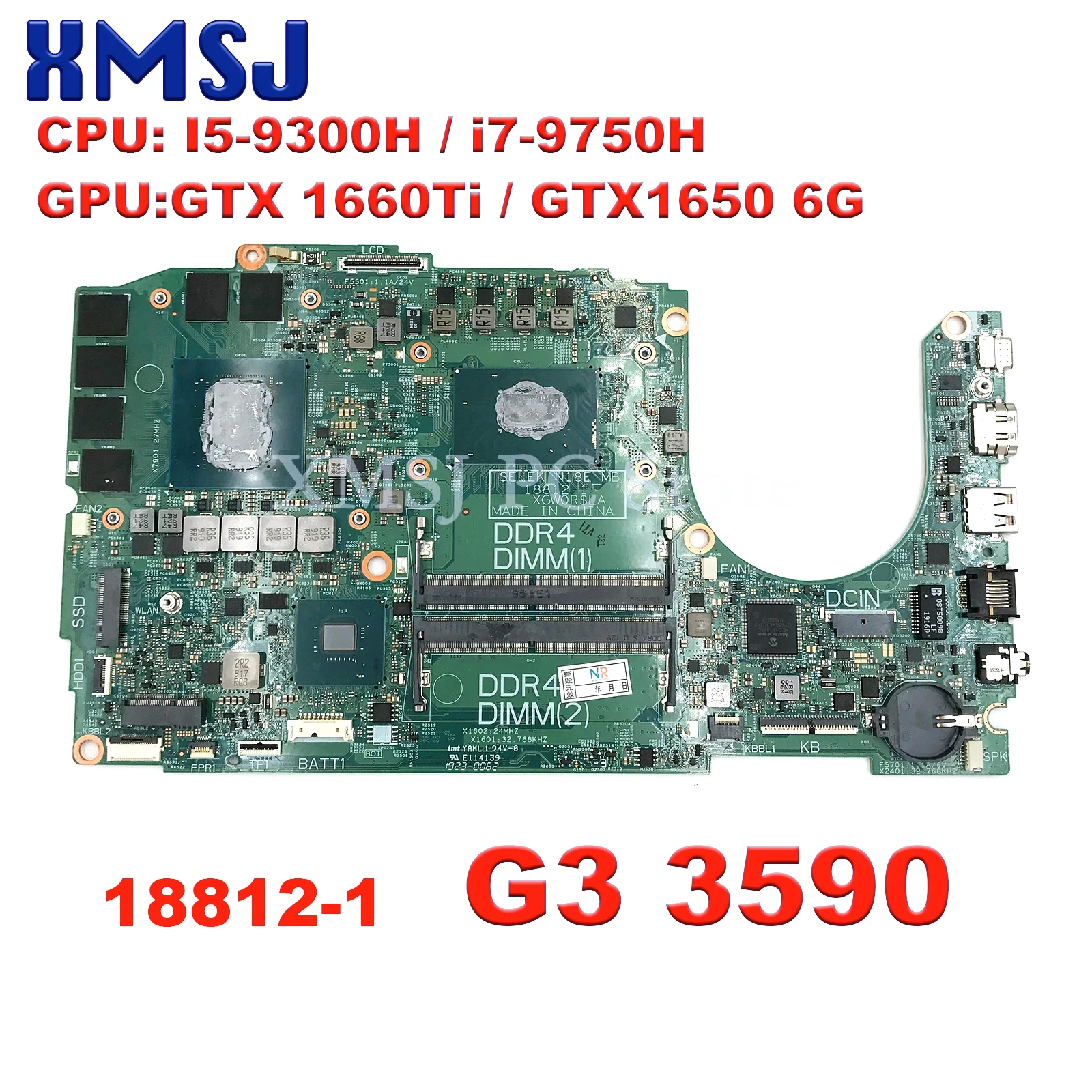 Voor Dell G3 3590 Laptop Notebook Moederbord 18812-1 I5-9300H I7-9750H Gtx 1660ti/Gtx1650 6G CN-0FMG64 0fmg64 Fmg64 100% Test