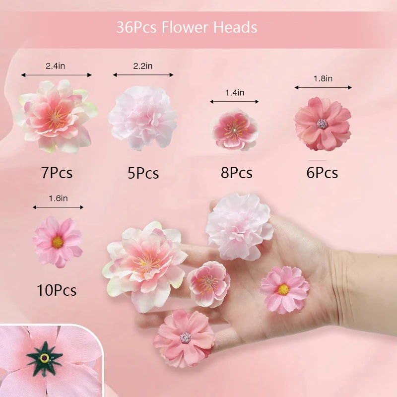 36Pcs/Bag Silk Flower Heads Fake Rose Daisy for Home Decoration Wedding Decor Garland Supplies Artificial Craft Flower Wreath - view 6