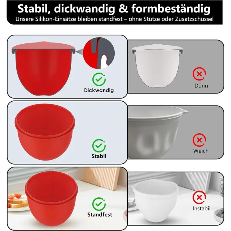 A84E-Set Of 2 Silicone Bowl Liner Accessory For Kitchenaid