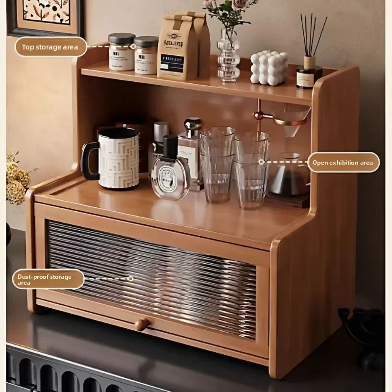 Stable Countertop tea set cabinet living room kitchen coffee cup dust mug storage rack tea cup rack