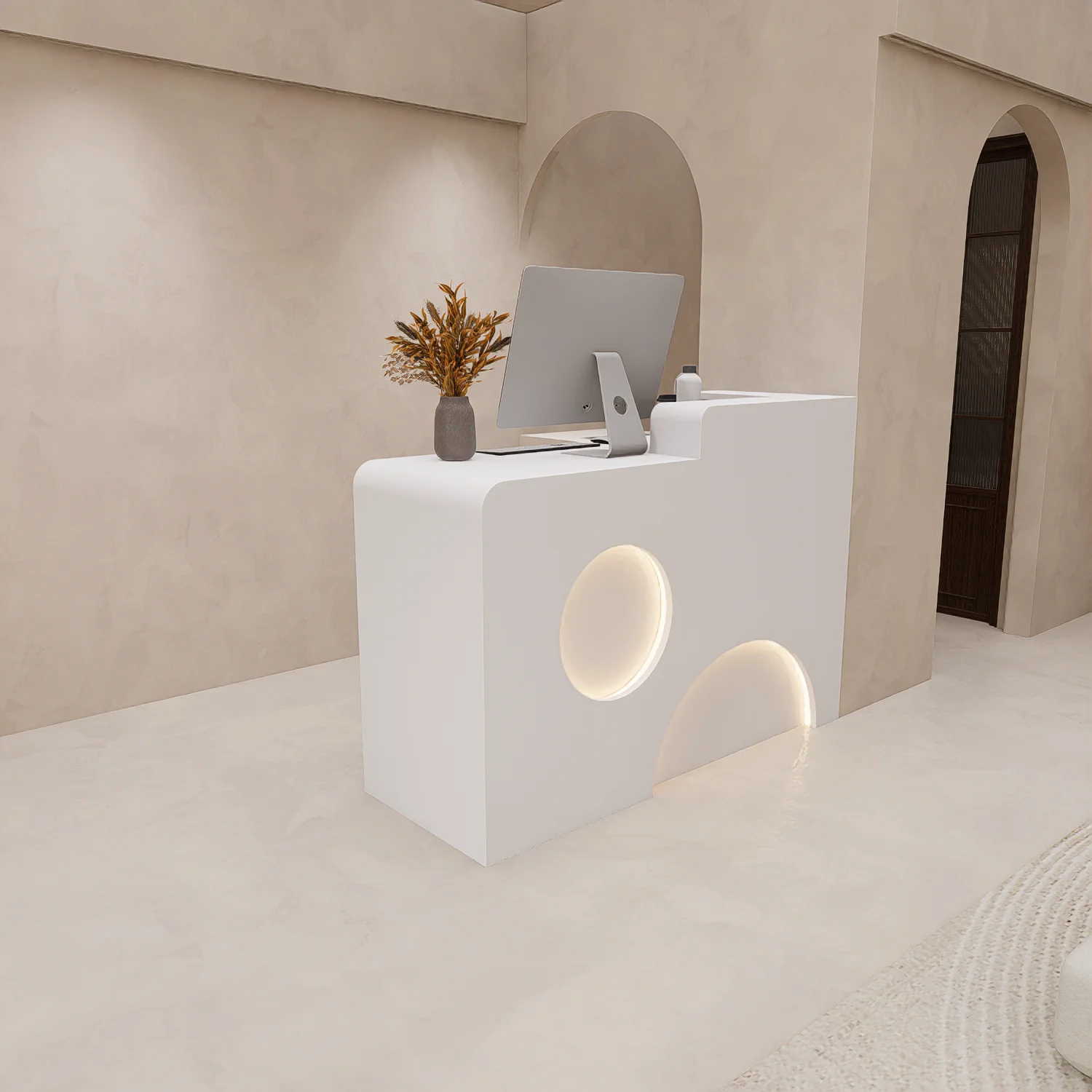 Clothing store checkout  reception desk page store small barber shop paint
