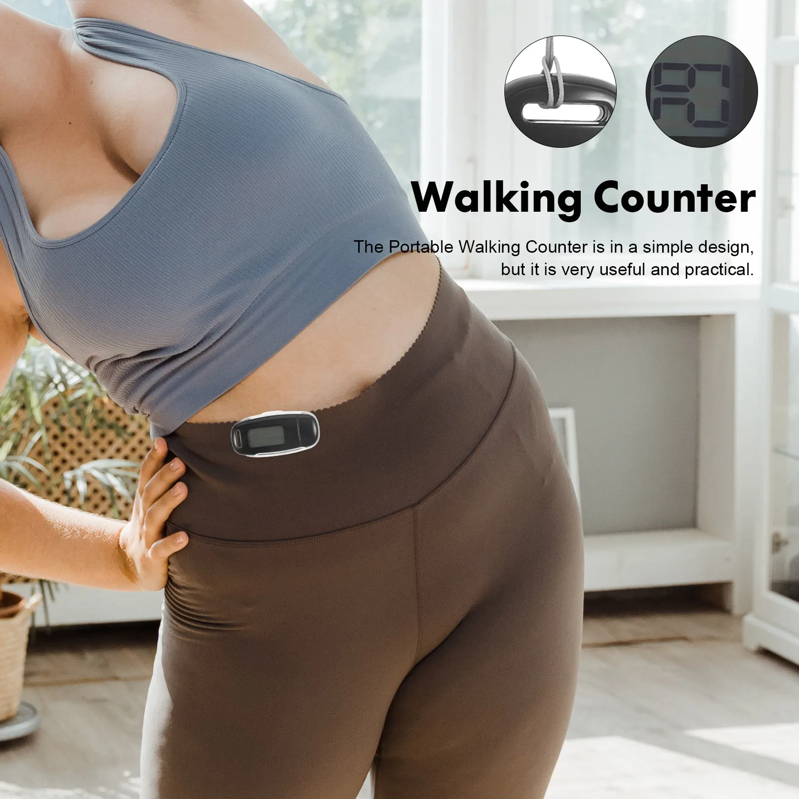 3D Pedometer Black USB Rechargeable Walking Counter Outdoor Fitness Large Display Mini Professional Portable