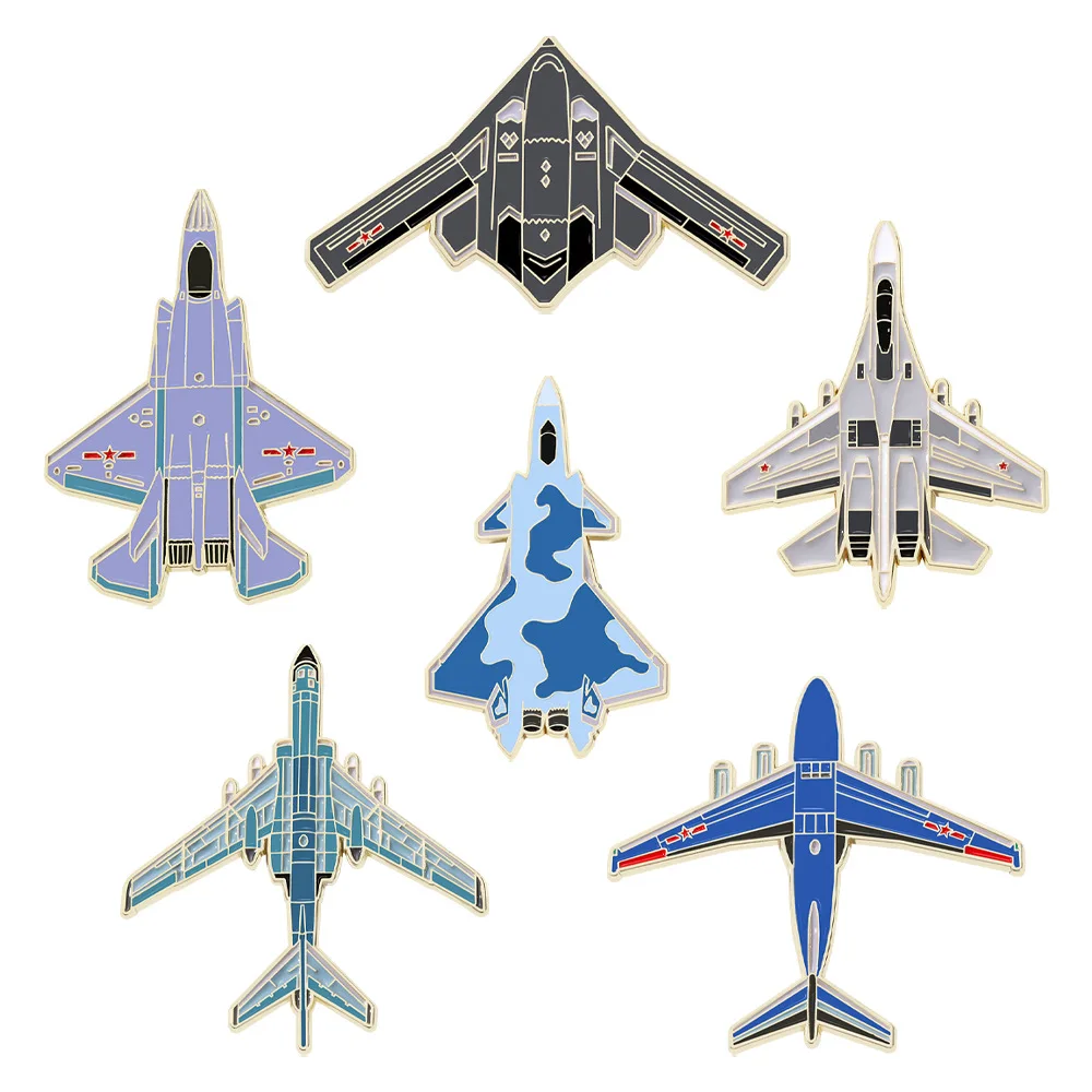 Aviation Exhibition Military Enthusiast Badge Creative Aviation Aircraft Fighter Jet Bag Decoration Zinc Alloy Painted Brooch