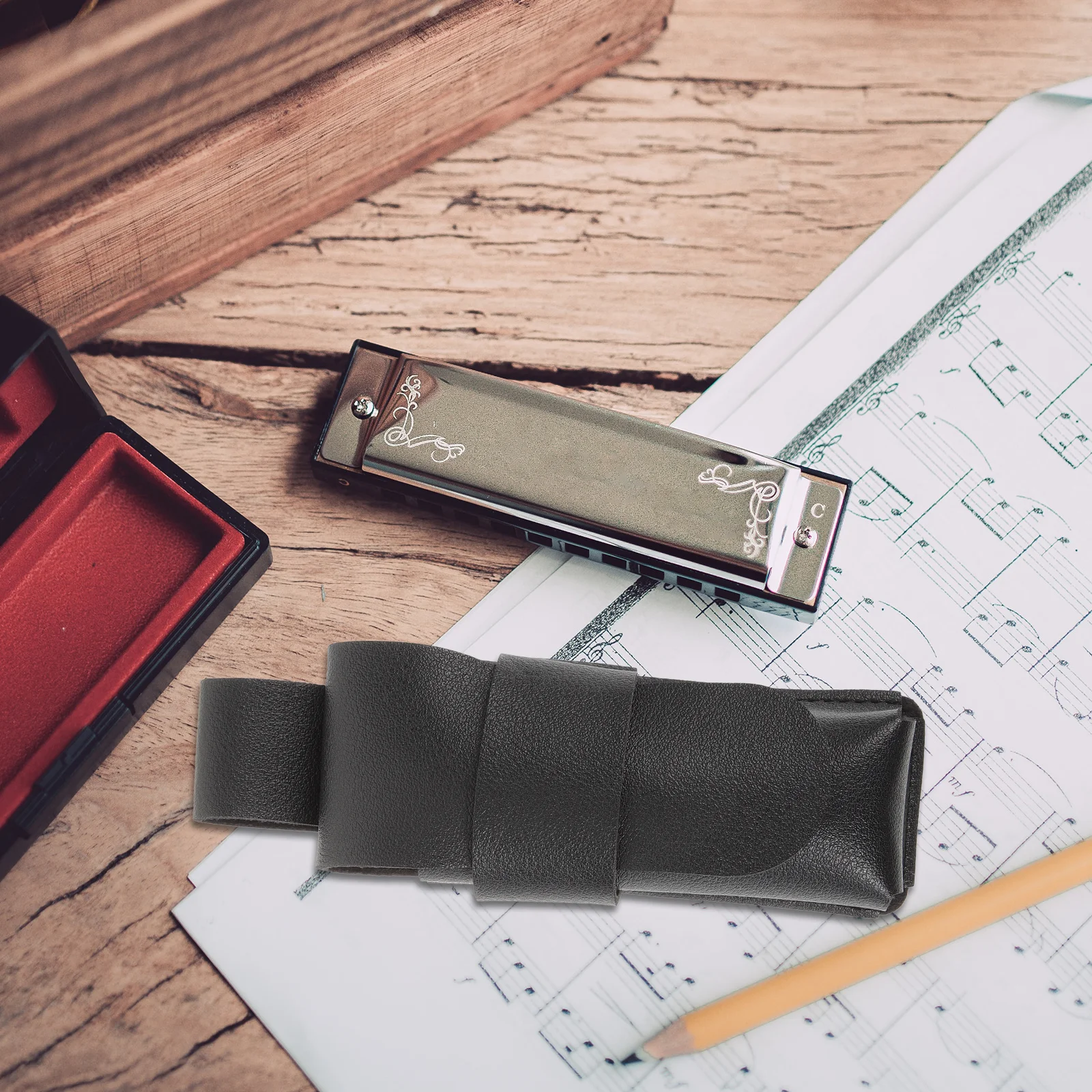 Portable Harmonica Case PU Durable Harmonicas Protective Storage Sleeves Holder Travel Home Use Harmonica Bag