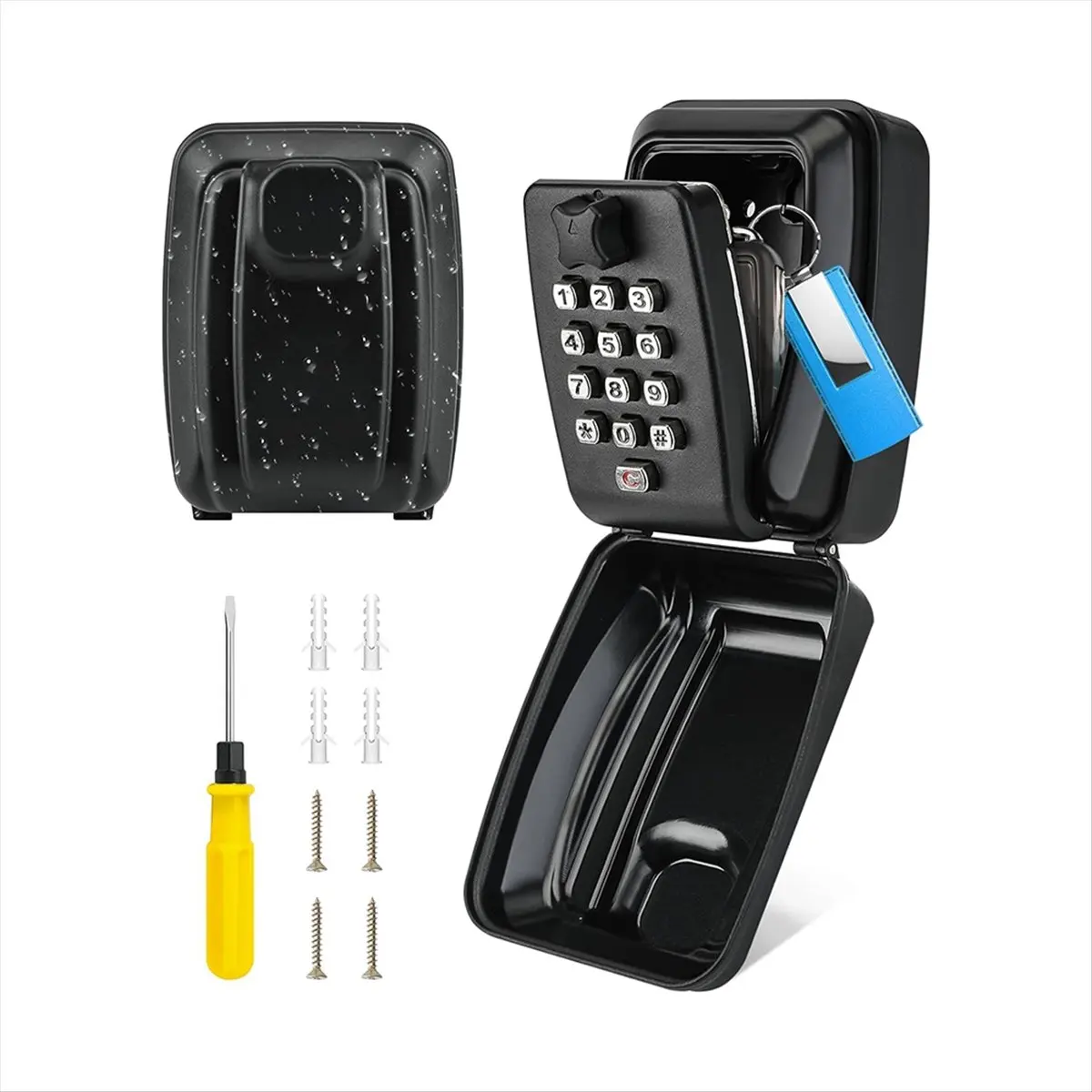 A89X Key Lock Box for Outdoor Use, 12-Position Combination Key Storage Box with Weatherproof Cover, Suitable for Home Garage