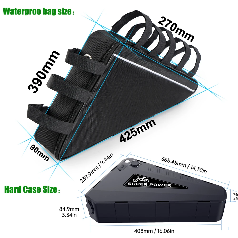 Original Ebike Batterie 52V 48V Dreieck Lithium Batterie Hard Case Pack Für 350W 500W 750W 1000W 1500W 2000W 3000W – Detail 6