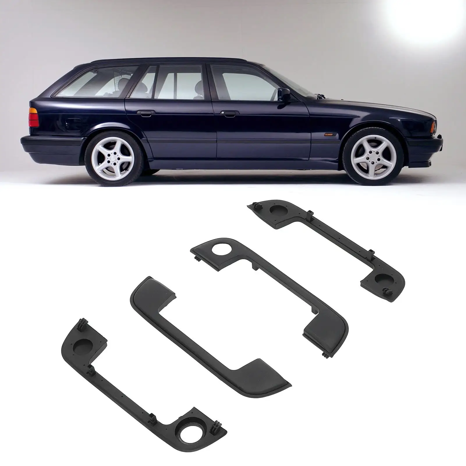 Car Exterior Door Handle 51218122442 Black Door Handle Frame Trim Cover Set for BMW E36 E34 E32