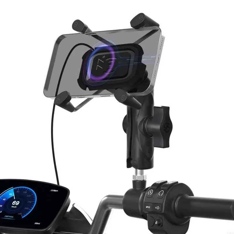 

G5GA Universal Motorcycle Ball for Head Rack for w/ Thread for 3.5-7'' Phone 15W Wireless Fast Charging Phone Mount Anti S