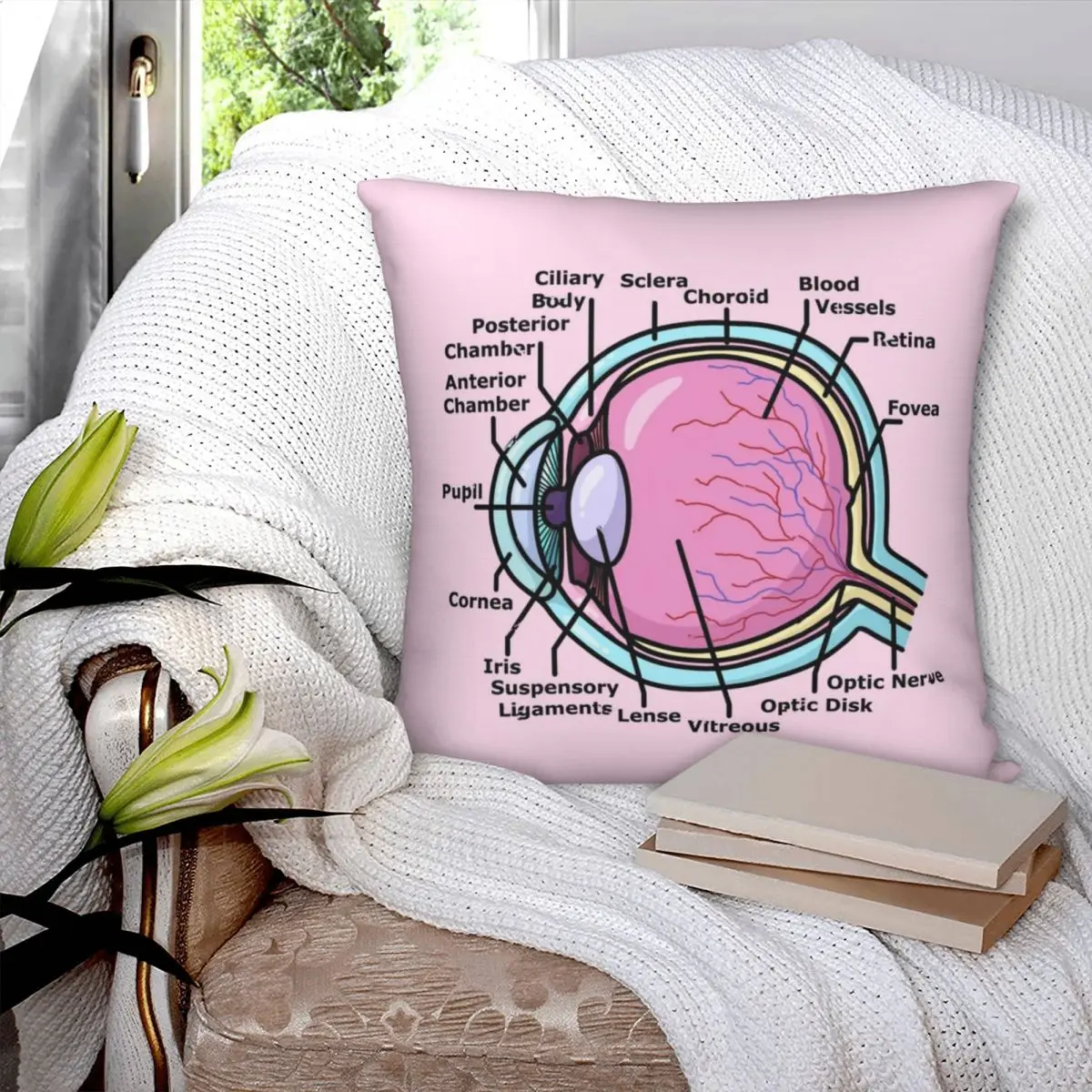 Eye Diagram - Ophthalmology Square Pillowcase Polyester Pillow Cover Velvet Cushion Decor Comfort Throw Pillow For Home Sofa