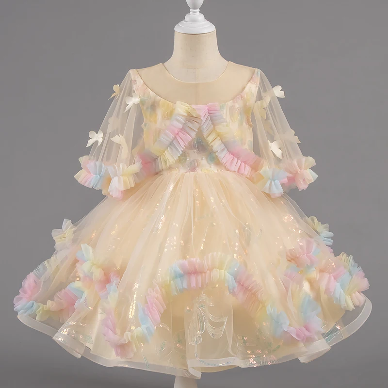 

Summer New Flower Girl Princess Dress Short Sleeve Lace Mesh Girls Dresses for Girls Fashion Children Girl Dresses 3-10 Years