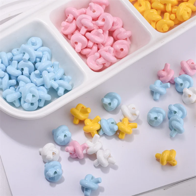 Wholesale 100pcs/lot color print cartoon bow shape acrylic straight hole beads diy jewelry garment accessory