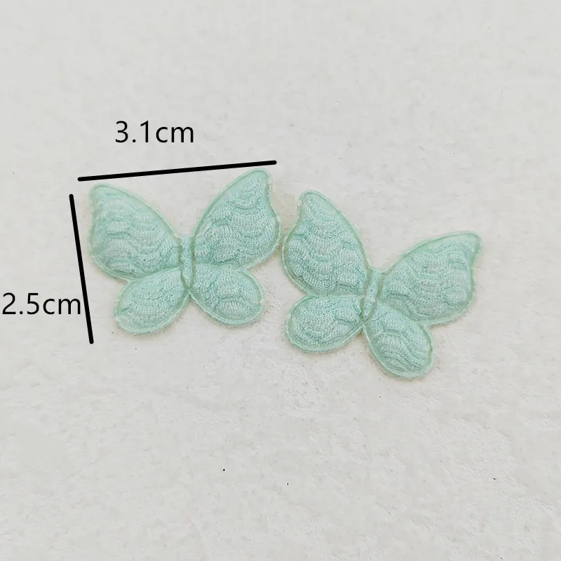 100 sztuk/partia 3.1*2.5CM motyl wyściełane aplikacje dla Craft ubrania akcesoria do szycia DIY akcesoria do włosów klip poprawki