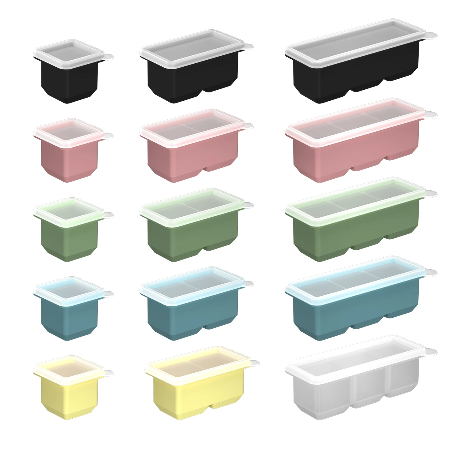 1/2/3Pcs Silicone Single Compartment Ice Cube Mold Whiskey Square Ice Cubes Cocktail Juice Kitchen Ice Model Independent lid