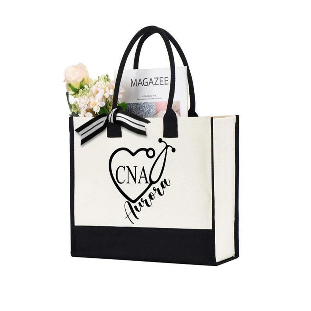 

Custom Nurse Tote Bag Personalized Nurse Appreciation Bag Durable Canvas Tote Bag Spacious Multi Functional RN LPN CNA Gift Bag
