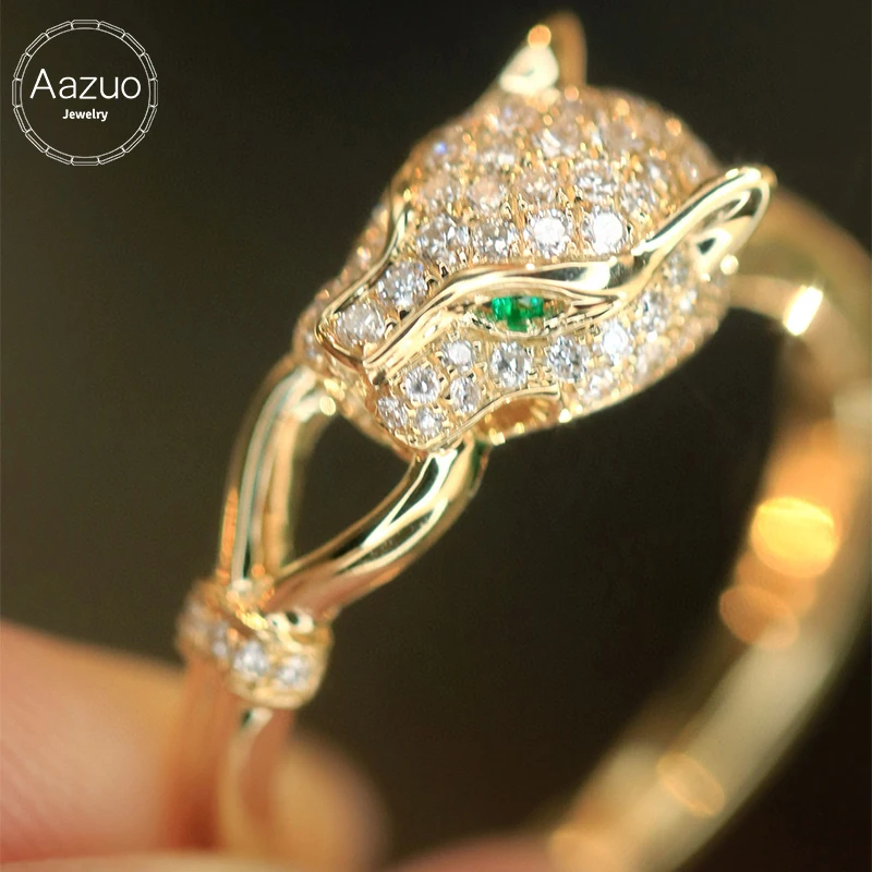 

Aazuo Vintage Luxury Jewelry 18K Solid Rose Gold Real Diamonds 0.36ct Animal Rings Gift for Woman Engagement Party Au750