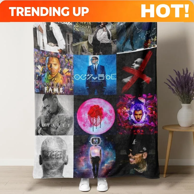 Customize Chris Brown Blanket Album Cover for Fans Warm Cozy Flannel Blankets Throw Merch for Home Decor Bed Sofa Living Room fo