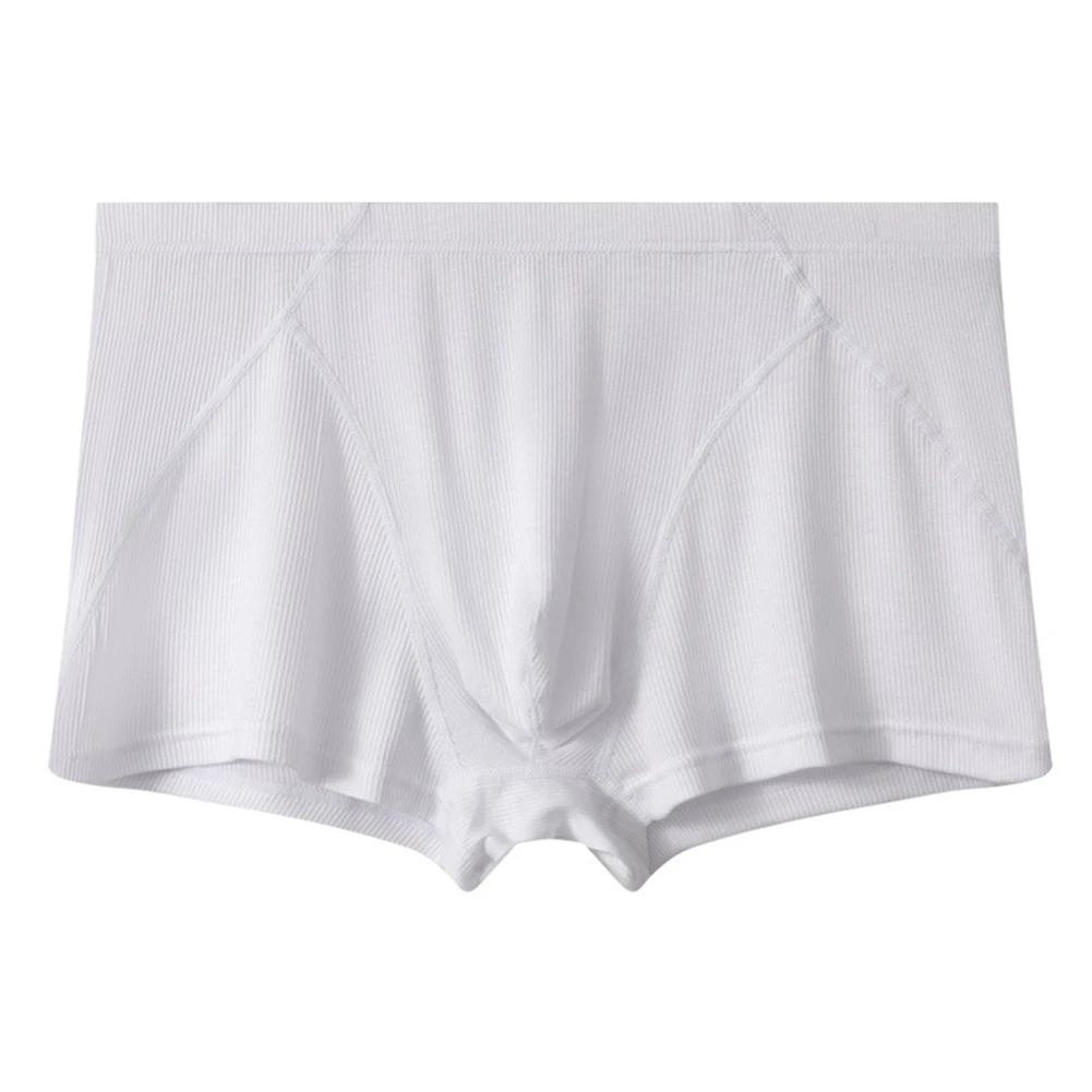 Sexy Men Convex Pouch Briefs Threaded Cotton Skin-friendly Underpants Quick-drying Soft Shorts Middle Waist Lingerie