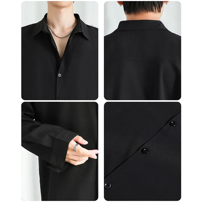 Shirt Men Solid  Long sleeved Shirt For Men Korean Fashion Shirts Comfortable Blouses Casual Loose Classic Single Breasted Shirt