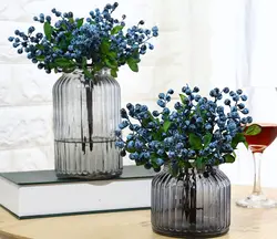 10PCS Artificial Flowers Blue Berry Stems 9.8inch Blueberry Floral Arrangement Bouquet Filler for Home Wedding Party Decoration