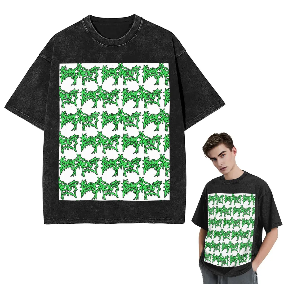 Streetwear T-Shirts Dying Fetus Washed T Shirt Short Sleeve Hip Hop T-Shirt Tops Tees for Men Women