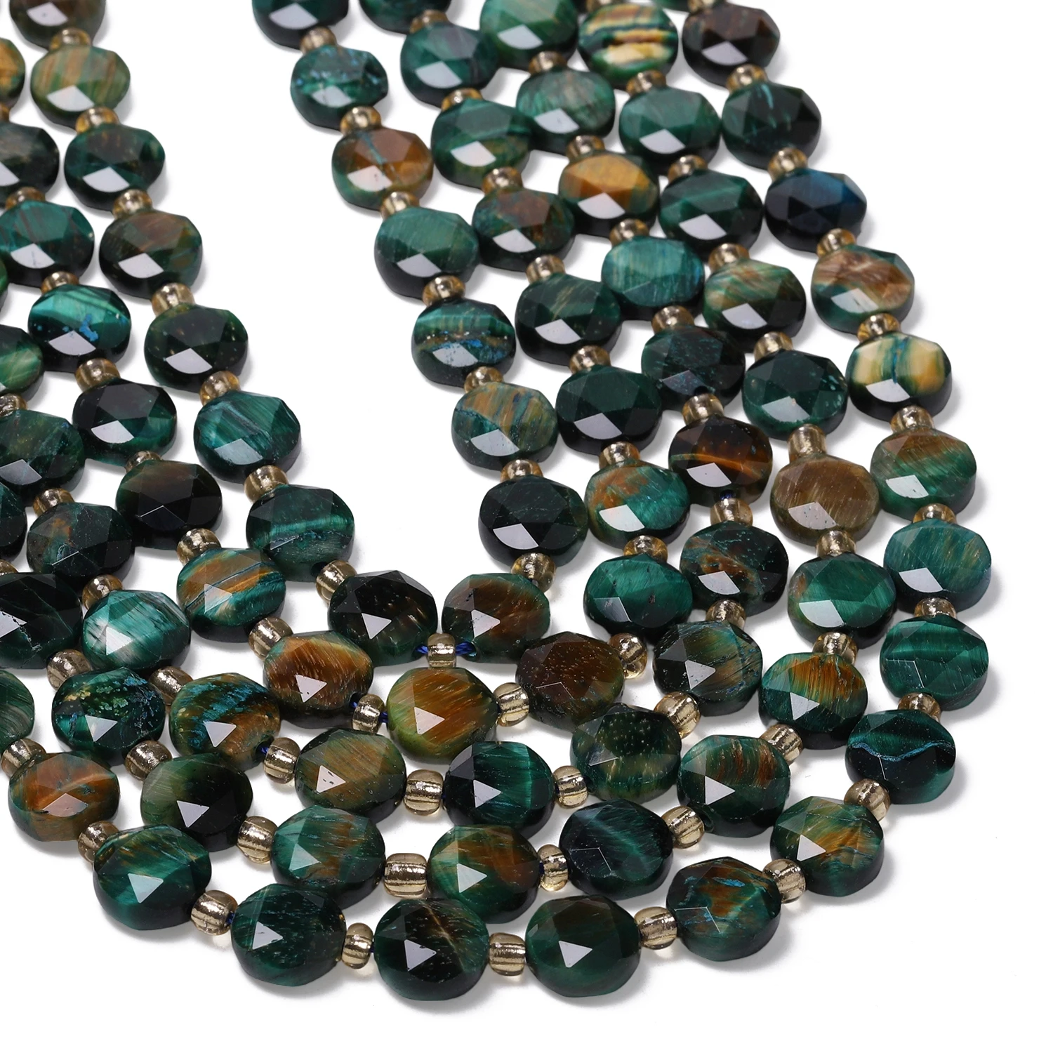 10x5mm AAA Faceted Coin Natural Stone Green Tiger Eye Beads Rondelle Spacer Beads For Jewelry Making DIY Bracelets Accessories view 4
