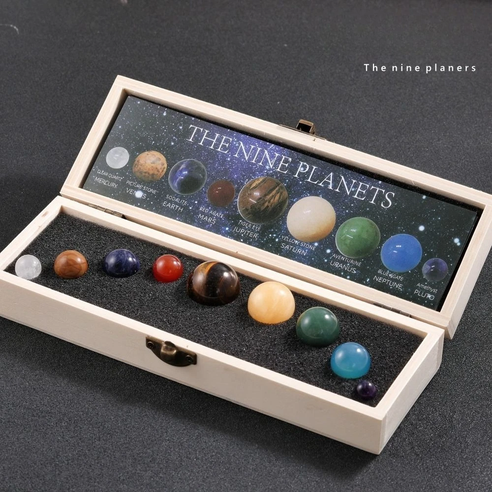 Natural Crystal Planet Ornament Solar System 8/9 Planets Mineral Specimen Home Desktop Decor Crystal Ball