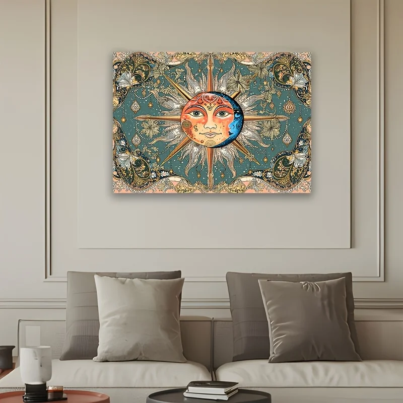 Large Bohemian Cosmic Sun Mandala Tapestry Wall Hanging 180x320cm Decorative Boho Chic Celestial Art Decor for Bedroom and Livin