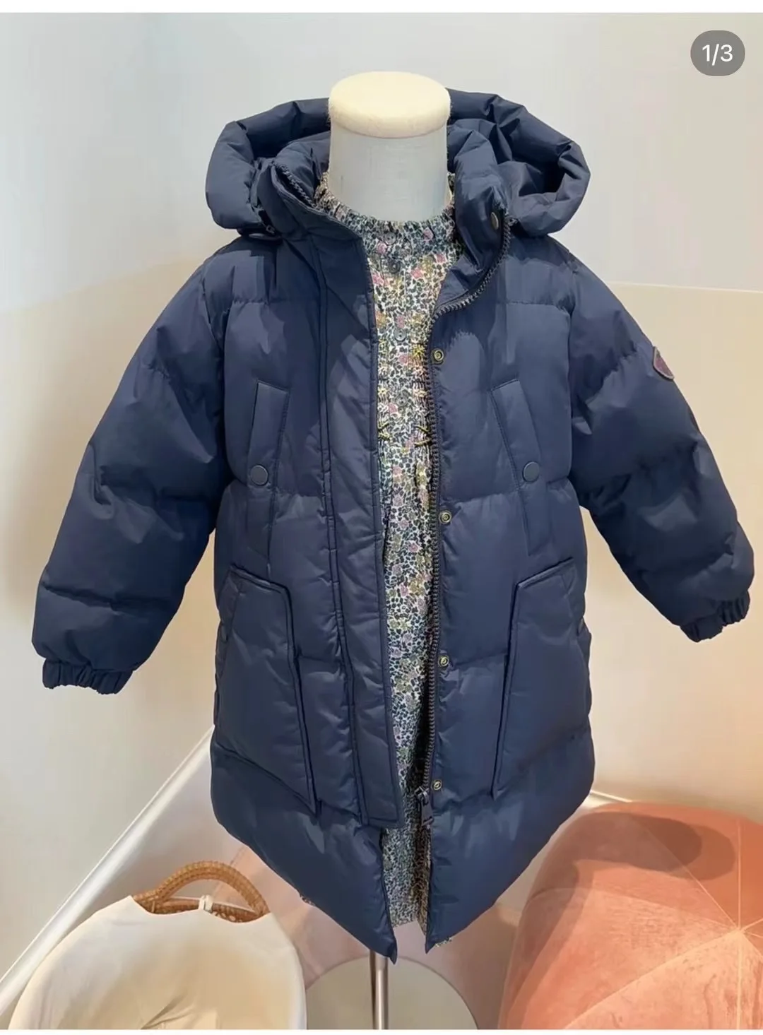 Children's Cotton-padded Clothes 2026 Winter New Fashion Thickened Warm And Windproof Girls' Long Jacket With Cotton Cherry Coat