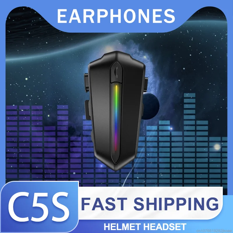 

New Wireless Bluetooth 5.3 C5S Helmet Headset Hands Free Call Phone Motorcycle Riding Earphones HiFi Stereo Music Player 800mAh